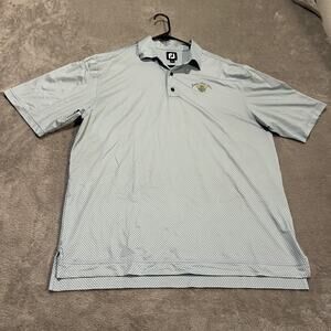 FootJoy Polo Shirt Mens Large Blue White Micro Print Golf Meadow Lake Acres